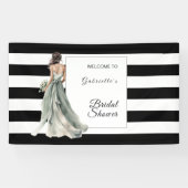 Brautparty für schwarze und weiße Wasserfarben Str Banner (Horizontal)