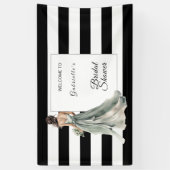 Brautparty für schwarze und weiße Wasserfarben Str Banner (Vertikal)