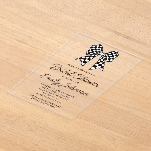 Brautparty für Schwarzweiß-Schachbrett Acryleinladungen (Ablage )