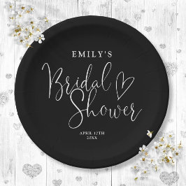 Brautparty für Schwarzweiß-Schrift Pappteller