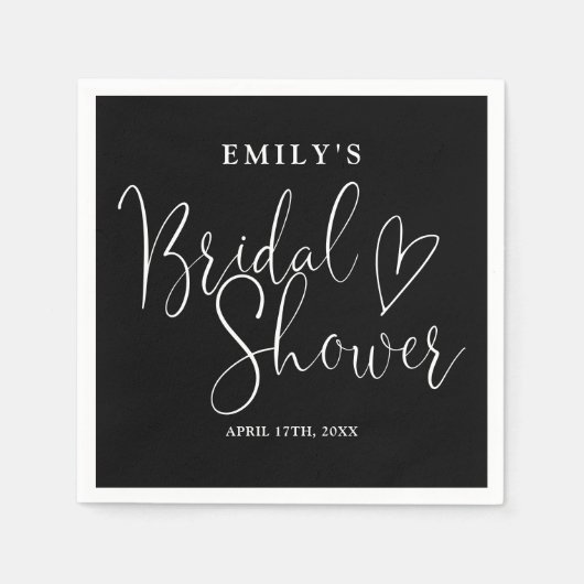 Brautparty für Schwarzweiß-Schrift Serviette (Vorderseite)