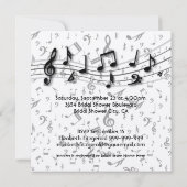 Brautparty für silbergraue und schwarze Musiknoten Einladung (Rückseite)
