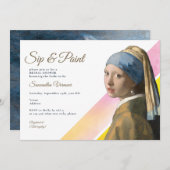 Brautparty für Sip und Paint Art Artist Einladung (Vorne/Hinten)