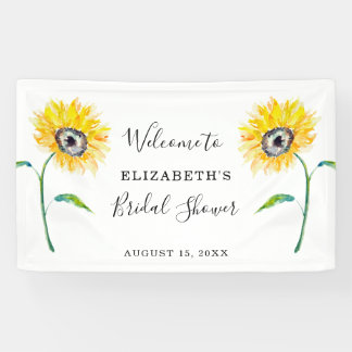 Brautparty für Sonnenblumen in Aquarell Willkommen Banner