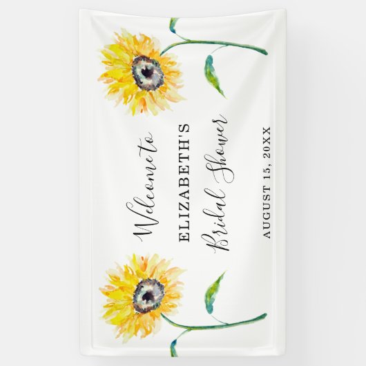 Brautparty für Sonnenblumen in Aquarell Willkommen Banner (Vertikal)