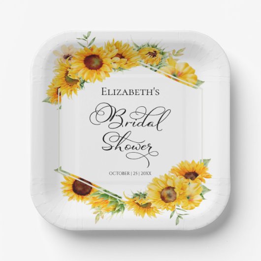 Brautparty für Sonnenblumen Pappteller (Vorderseite)