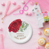 Brautparty für tiefe rote Wasserfarben Pappteller (Party)