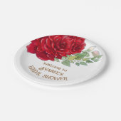 Brautparty für tiefe rote Wasserfarben Pappteller (Schrägansicht)