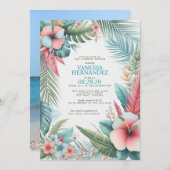 Brautparty für tropische Blume Einladung (Vorne/Hinten)