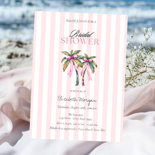 Brautparty für tropische Palmen, rosa Streifen Einladung