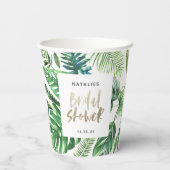 Brautparty für tropische Palmen und Goldschrift Pappbecher (Rückseite)