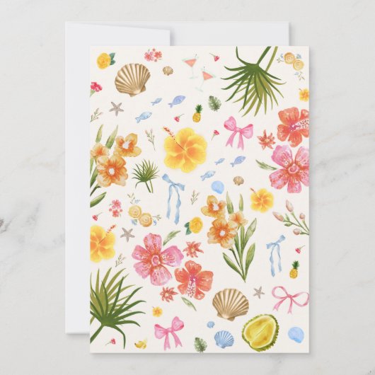 Brautparty für tropische und Küstenhandgezogene Mu Einladung (Rückseite)