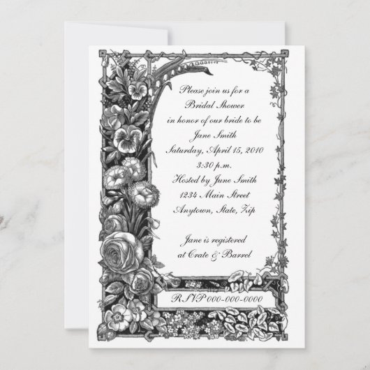 Brautparty für viktorianische Blume Einladung (Vorderseite)