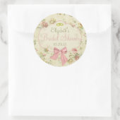 Brautparty für Vintage Blumenpfirsichläufe Runder Aufkleber (Tasche)