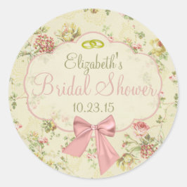 Brautparty für Vintage Blumenpfirsichläufe Runder Aufkleber