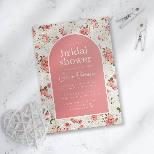 Brautparty für Vintage florale Rose Einladung