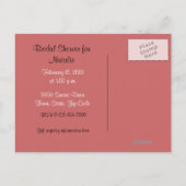 Brautparty für Vintage Rose Einladungspostkarte (Rückseite)