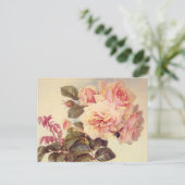 Brautparty für Vintage Rose Einladungspostkarte (Stehend Vorderseite)