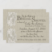 Brautparty für Vintage Spitzen und Burlap-Design Einladung (Vorne/Hinten)