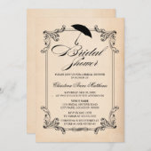 Brautparty für Vintages Papieraussehen und Ornamen Einladung (Vorne/Hinten)