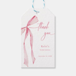 Brautparty für Wasserfarbe Rosa Bow Geschenkanhänger