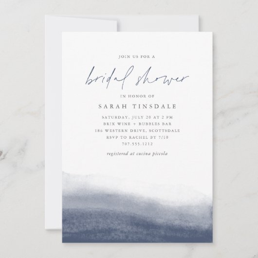 Brautparty für Wasserfarben an der Küste Einladung (Vorderseite)