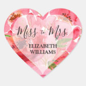 Brautparty für Wasserfarben-Blume Herz-Aufkleber (Vorderseite)