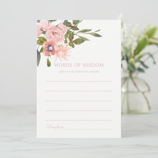 Brautparty für Wasserfarben Blütenrot Rosa Hinweis Einladung (Stehend Vorderseite)