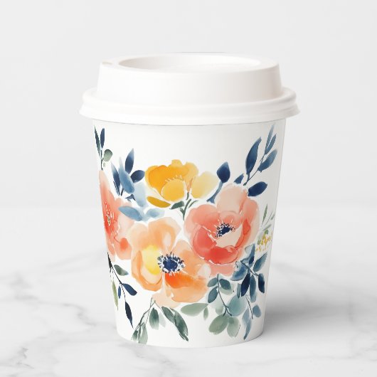 Brautparty für Wasserfarben CUSTOM Pappbecher (Rückseite)