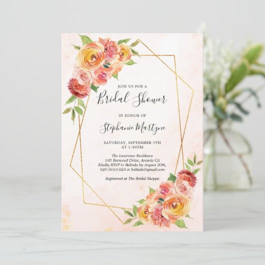 Brautparty für Wasserfarben in geometrischen Fallf Einladung (Stehend Vorderseite)