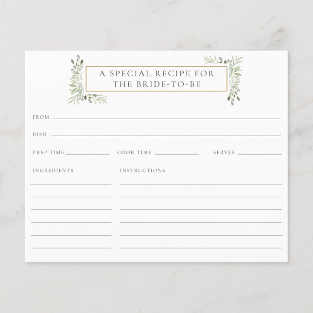 Brautparty für Wasserfarben Weinkarte (Vorderseite)