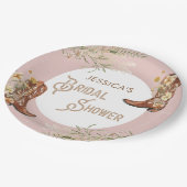 Brautparty für Wasserfarbenfrohe Stiefel Pappteller (Schrägansicht)