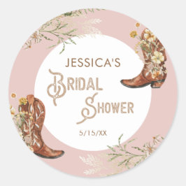Brautparty für Wasserfarbenfrohe Stiefel Runder Aufkleber