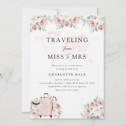 Brautparty für Wasserfarbenreisen Einladung (Vorderseite)