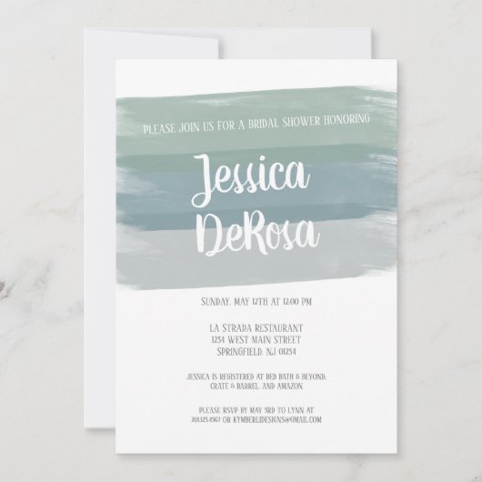 Brautparty für Wasserfarbenspuren Einladung (Vorderseite)