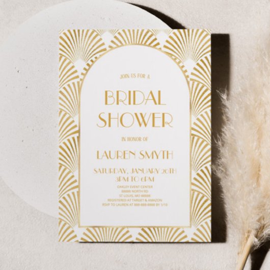 Brautparty für White Geometric Art Deco Einladung