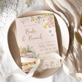 Brautparty für Wildblumen mit Büchern und Brunch Einladung