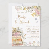 Brautparty für Wildblumen mit Büchern und Brunch Einladung (Vorderseite)