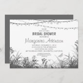 Brautparty für Wildblumen und Lichteffekte Einladung (Vorne/Hinten)