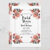 Brautparty für zarte Coral Peach-Rose Einladung (Vorne/Hinten)