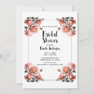 Brautparty für zarte Coral Peach-Rose Einladung