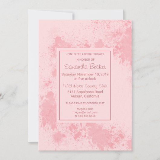 Brautparty für zartes Schwarz Paint Spritzer Einladung (Vorderseite)