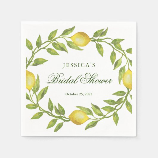 Brautparty für Zitronen und Grünpflanzen Serviette (Vorderseite)
