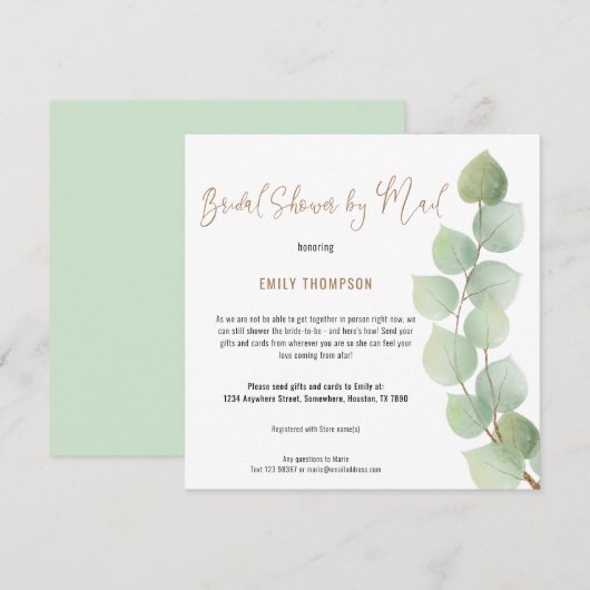 Brautparty für Zweigniederlassungen Eukalyptus Einladung (Vorne/Hinten)
