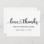 Brautparty Future Frau Chic Stylish Trendy Heart Dankeskarte (Vorne/Hinten)