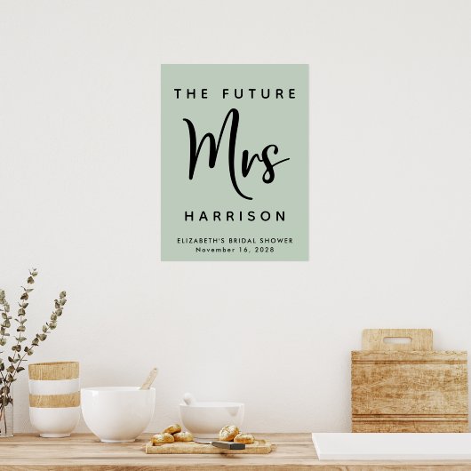 Brautparty Future Frau Personalisiert Sage Poster (Küche)