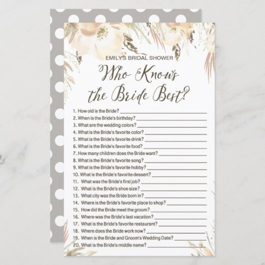 Brautparty Game (Vorne/Hinten)