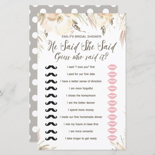 Brautparty Game (Vorne/Hinten)