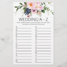 Brautparty Game A to Z Card