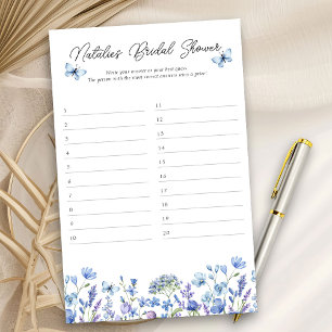 Brautparty Game Blue Wildblume Antwort